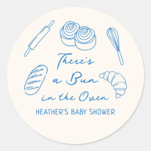 Bun in Oven Bread Boy Baby Shower Runder Aufkleber