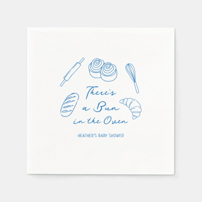 Bun in Oven Bread Boy Baby Shower Serviette (Vorderseite)