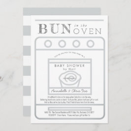 Bun in Oven Gray Baby Shower by Mail Einladung
