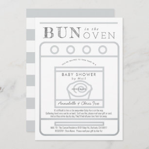 Bun in Oven Gray Baby Shower by Mail Einladung