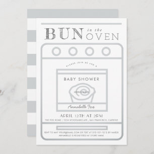 Bun in Oven Gray Baby Shower Einladung