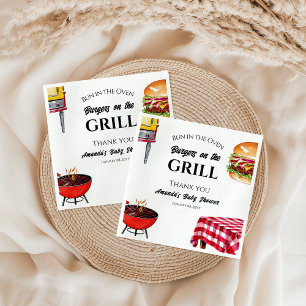 Bun in Oven GRILLEN Burger on Grill Baby Shower Serviette