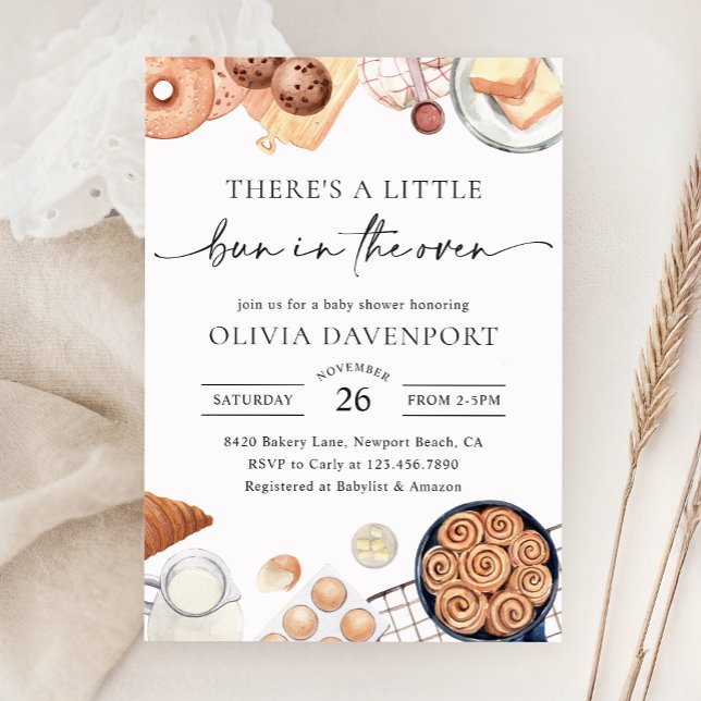 Bun in Oven Minimalistisch Bakery Baby Shower Einladung (Von Creator hochgeladen)