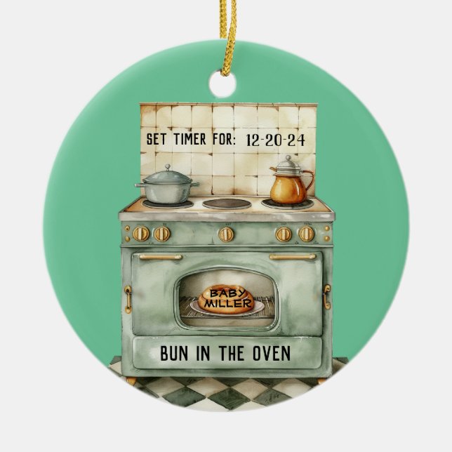 Bun in Oven Ornament Personalisiert (Vorne)