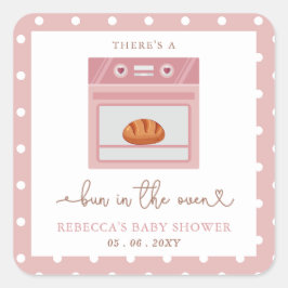Bun in Oven Pink Baby Girl Babydusche Quadratischer Aufkleber
