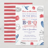 Bun in Oven Red White Couples Baby Dusche