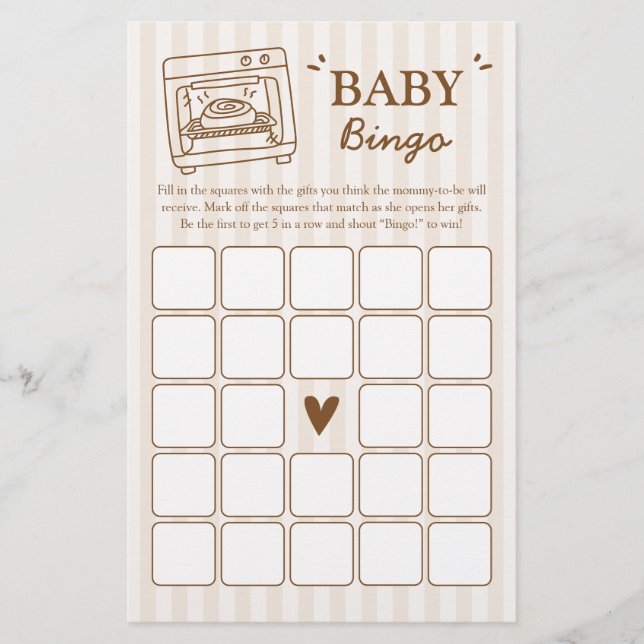 Bun in the Oven Baby Bingo Game (Vorderseite)