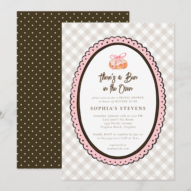 Bun in the Oven Baby Shower Invitation  Einladung (Vorne/Hinten)