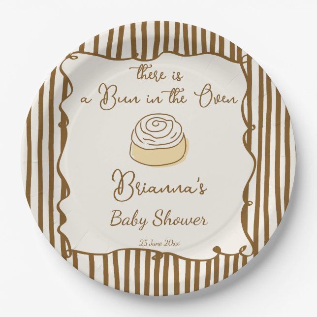 Bun in the oven baking baby shower monogrammed pappteller (Vorderseite)