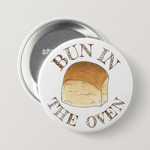 Bun in the Oven Bread Dinner Roll erwartet Baby Button