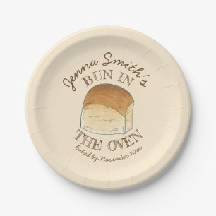 Bun in the Oven Bread Dinner Roll erwartet Baby Pappteller