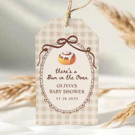 Bun in the Oven Gingham Bakery Baby Shower Favor Geschenkanhänger