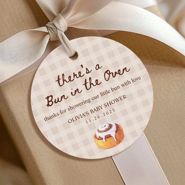 Bun in the Oven Gingham Bakery Baby Shower Gift Geschenkanhänger (Von Creator hochgeladen)