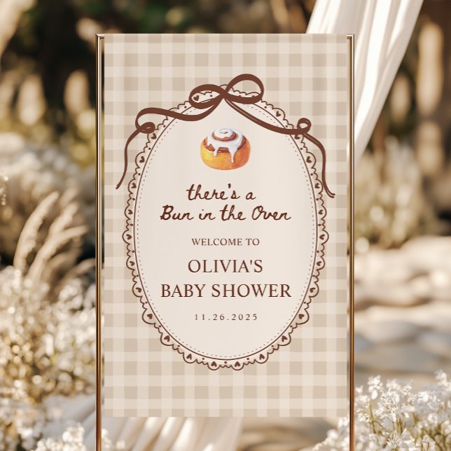 Bun in the Oven Gingham Bakery Baby Shower Welcome Banner (Von Creator hochgeladen)