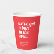 Bun In The Oven Moderne Minimale Baby-Party in Rot