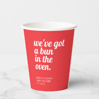 Bun In The Oven Moderne Minimale Baby-Party in Rot Pappbecher