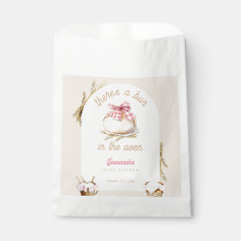 Bun In The Oven Pink Gingham Bow Baby Shower Geschenktütchen