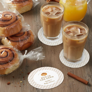 Bun In The Oven Zimtschnecken-Baby-Party Runder Pappuntersetzer