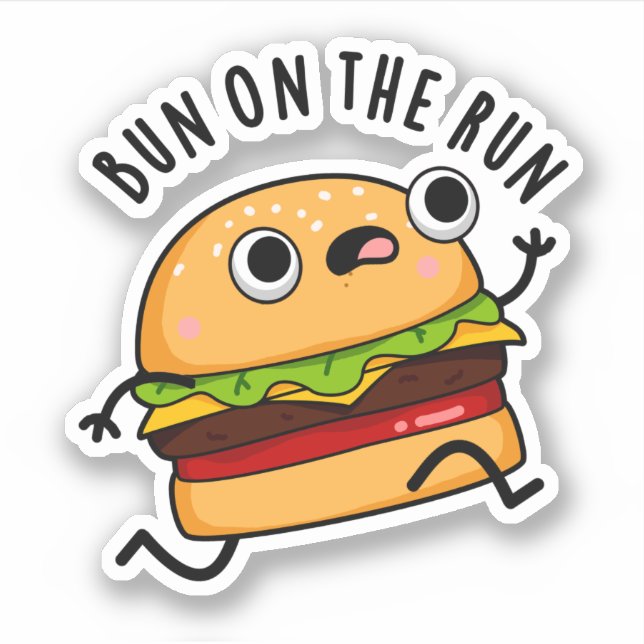 Bun on Run Funny Burger Pun Aufkleber (Vorderseite)