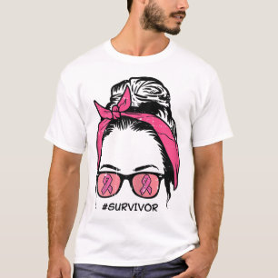 Bun Pink Ribbon Survivor Brustkrebs Bewusstsein W T-Shirt