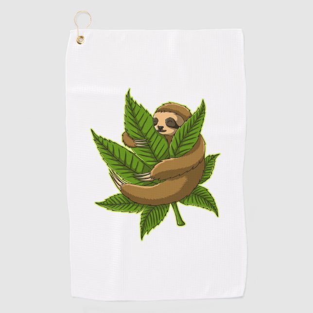 Bun Weed Sloth Golfhandtuch (Vorderseite)