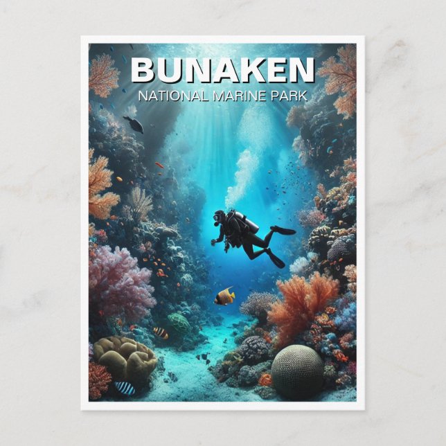 Bunaken Indonesia Scuba Diver Postkarte (Vorderseite)