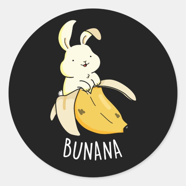 Bunana Funny Bunny in einem Banana Pub Dark BG Runder Aufkleber (Vorderseite)