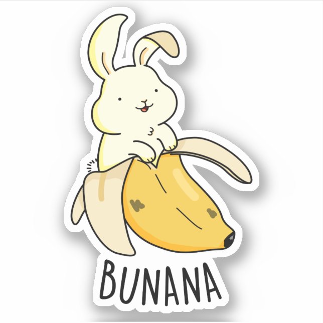 Bunana Funny Bunny in einem Bananenpuff Aufkleber (Vorderseite)