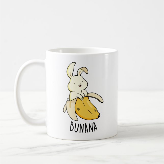 Bunana Funny Bunny in einem Bananenpuff Kaffeetasse (Links)