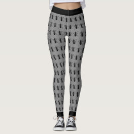 Bunch Big Black Crawling Ants auf Grau Leggings