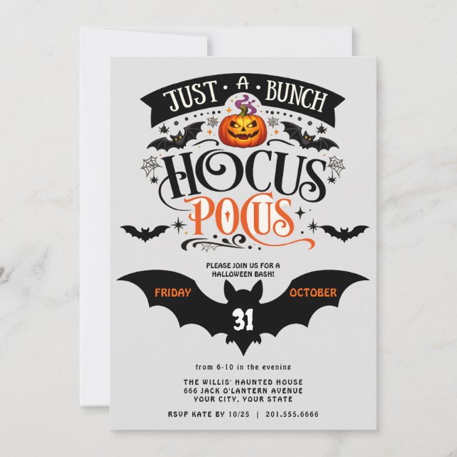 Bunch of Hocus Pocus Halloween-Party Bash Digital  Einladung (Vorderseite)
