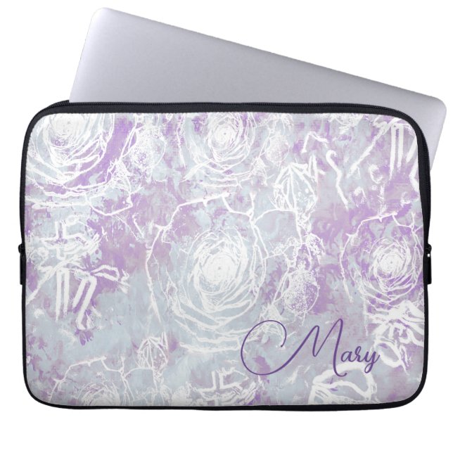 Bunched Rose/Lavendel Grau Laptopschutzhülle (Vorderseite)