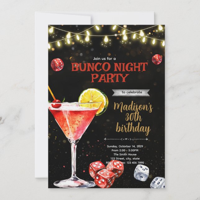 Bunco-Abend-Party-Einladung Einladung (Vorderseite)