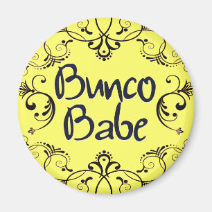 Bunco Babe mit Wirbel Button Magnet