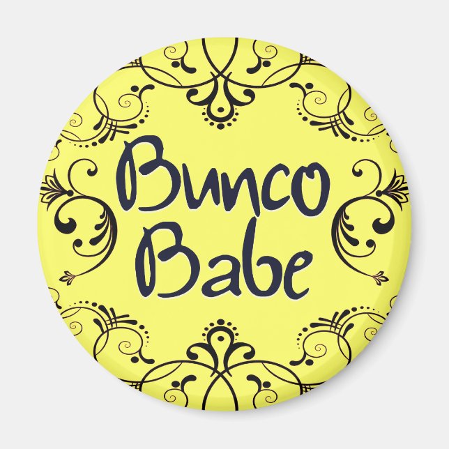 Bunco Babe mit Wirbel Button Magnet (Vorne)