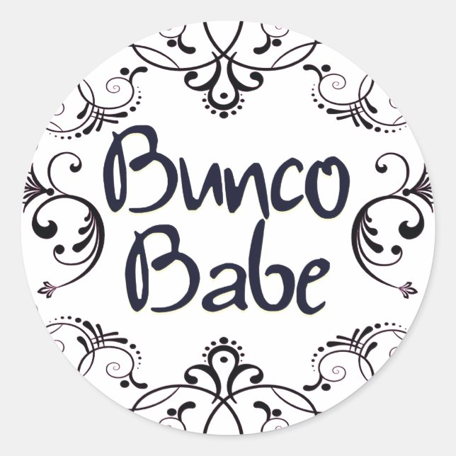 Bunco Babe mit Wirbel Button Runder Aufkleber (Vorderseite)