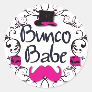 Bunco Baby mit rosa Zylinder und dem rosa Runder Aufkleber