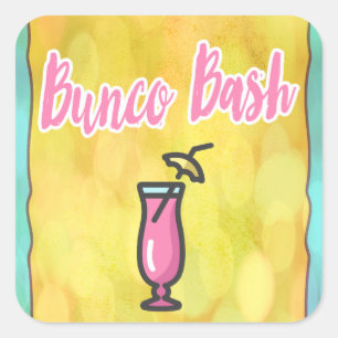 Bunco Bash Pink Drink Quadratischer Aufkleber