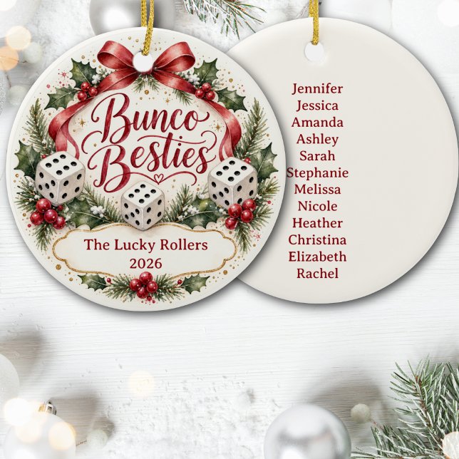 Bunco-Beste Freundinnen Keramik Ornament (Bunco Ornament for your favorite players. Add group name and players name. Fun keepsake. )