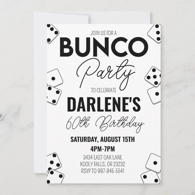 Bunco Birthday Einladung Modern einfach (Vorderseite)