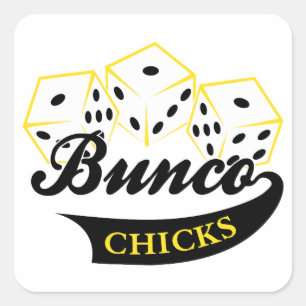 Bunco Chicks Quadratischer Aufkleber