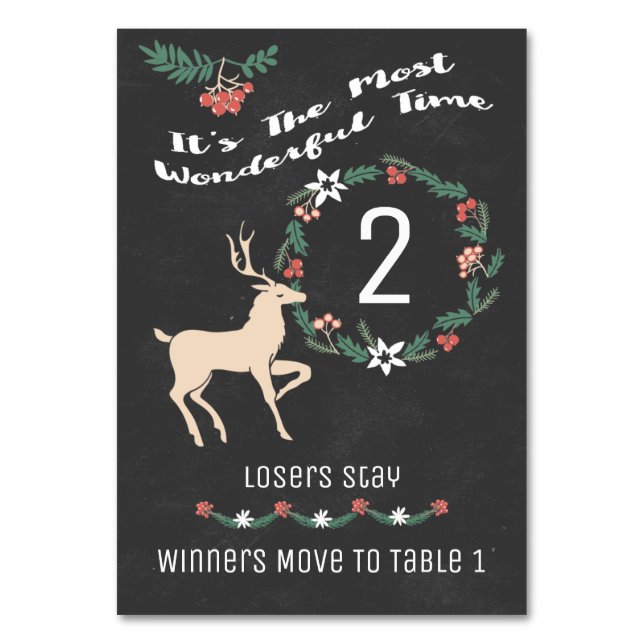 Bunco Christmas Rentier - Tabelle zwei Tischnummer (Vorderseite)