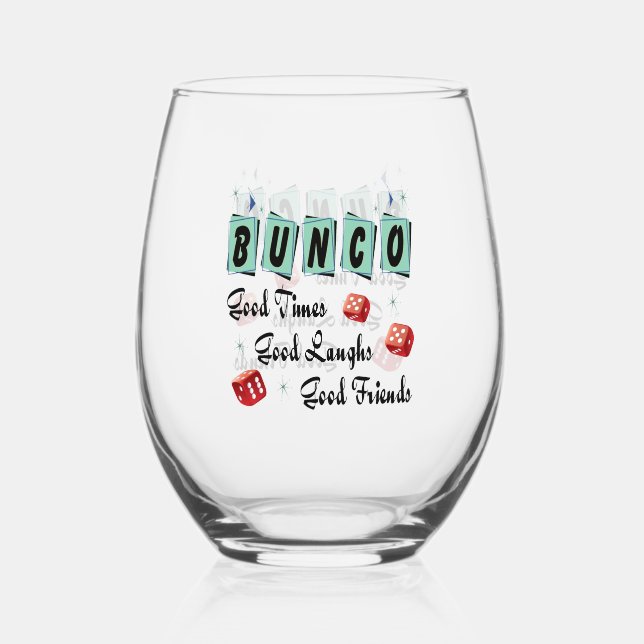 Bunco Dice Friend Weinglas Ohne Stiel (Vorderseite)
