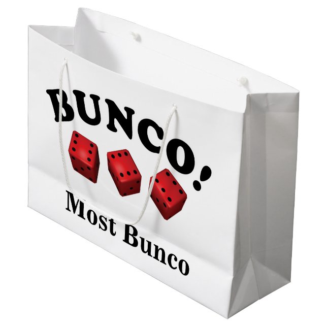 Bunco Dice Gift Most Bunco Große Geschenktüte (Vorderseite Schrägansicht)