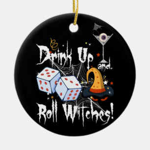 Bunco Dice Halloween Trinken und Roll Hexen Gam Keramik Ornament