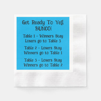 Bunco Directions Napkin in Blue Serviette