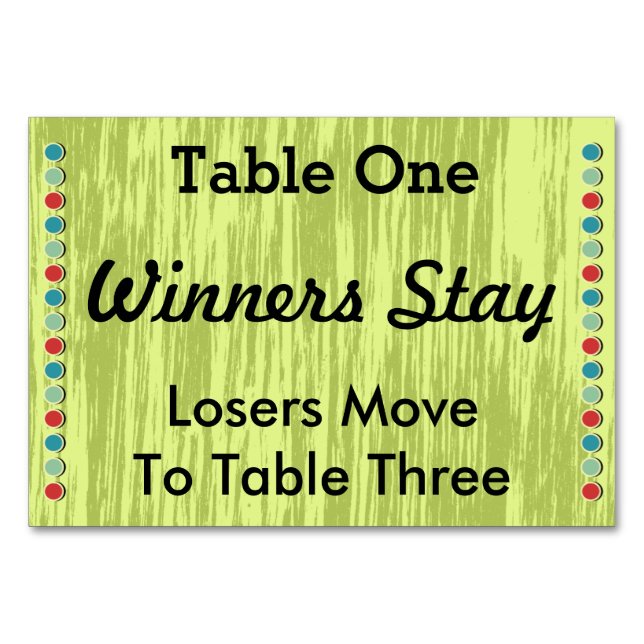 Bunco Dots Tischnummer Card #1 (Vorderseite)