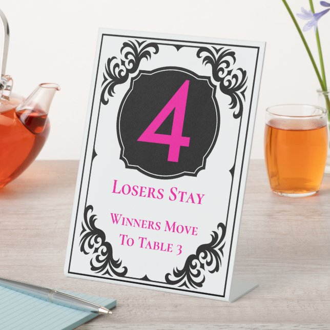 Bunco Elegant Rosa Kopf Tischnummer Vier Sockelschild (In Situ)