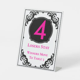 Bunco Elegant Rosa Kopf Tischnummer Vier Sockelschild
