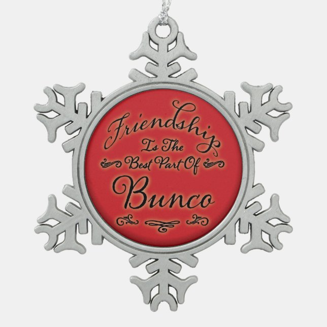 Bunco Freundschaft Schneeflocken Zinn-Ornament (Vorderseite)